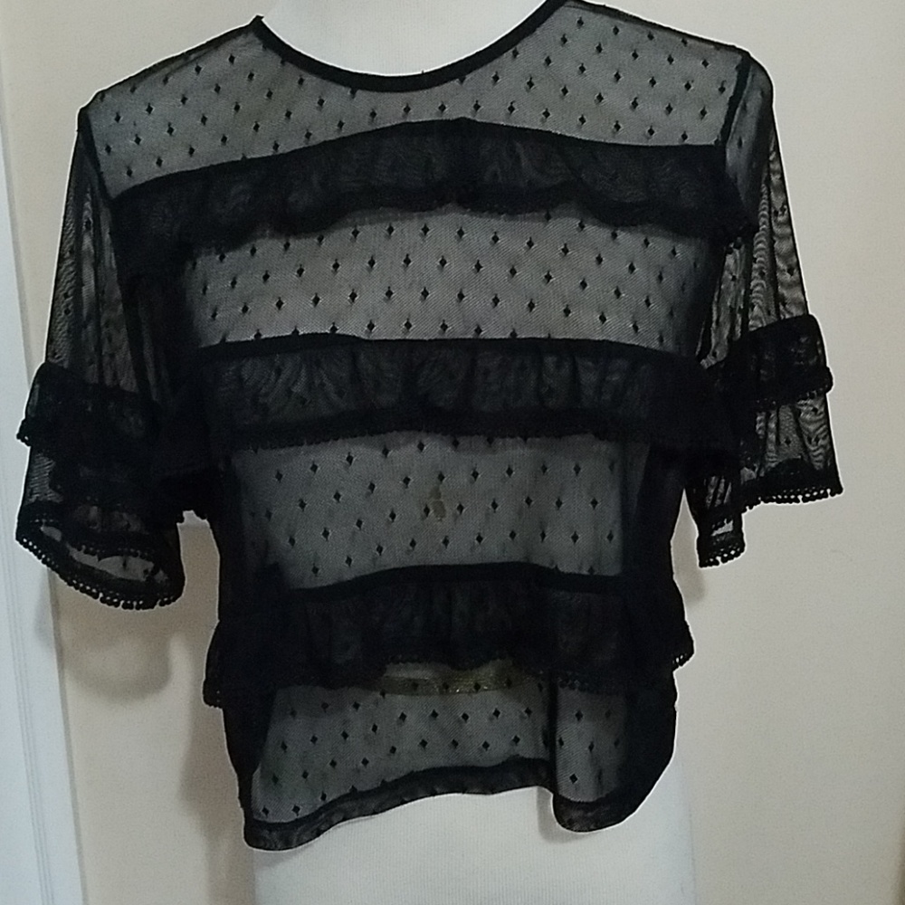 Small/medium shirt black Swiss dot lace forever21